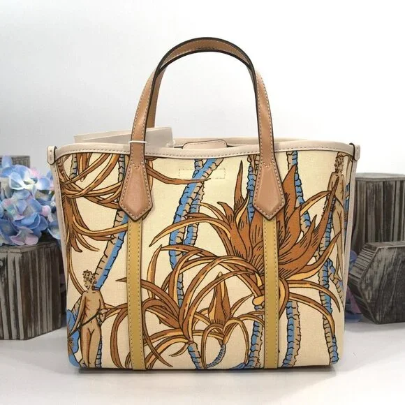 Tory Burch Perry French Cream Climbing Vine Triple Compartment SML Tote Bag NWT - Picture 5 of 7